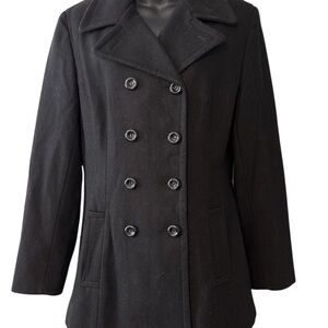 Jones Classic Black Double-Breasted Wool Women's Coat